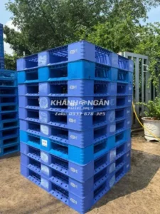 Pallet nhựa cũ 1100x1100x150m xanh nguyên sinh 