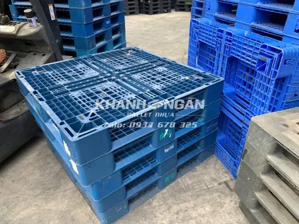 Pallet nhựa cũ 1100x1100x150mm xanh tái sinh