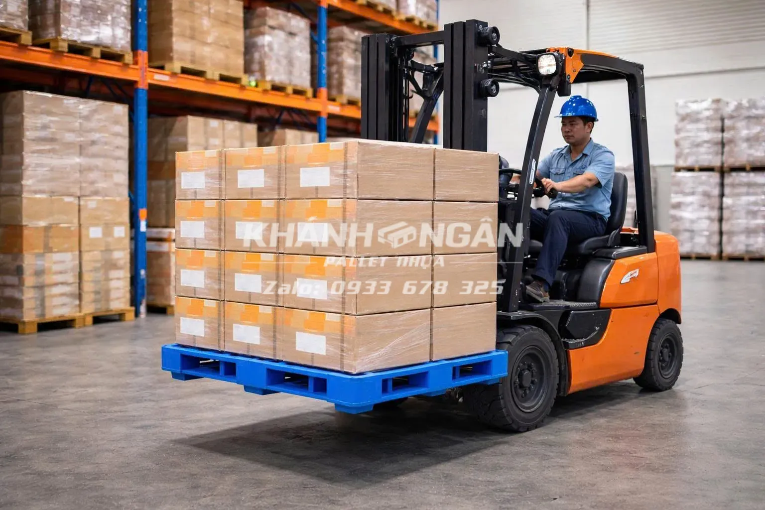 Ứng dụng của pallet nhựa - dùng để kê hàng, vận chuyển hàng hoá