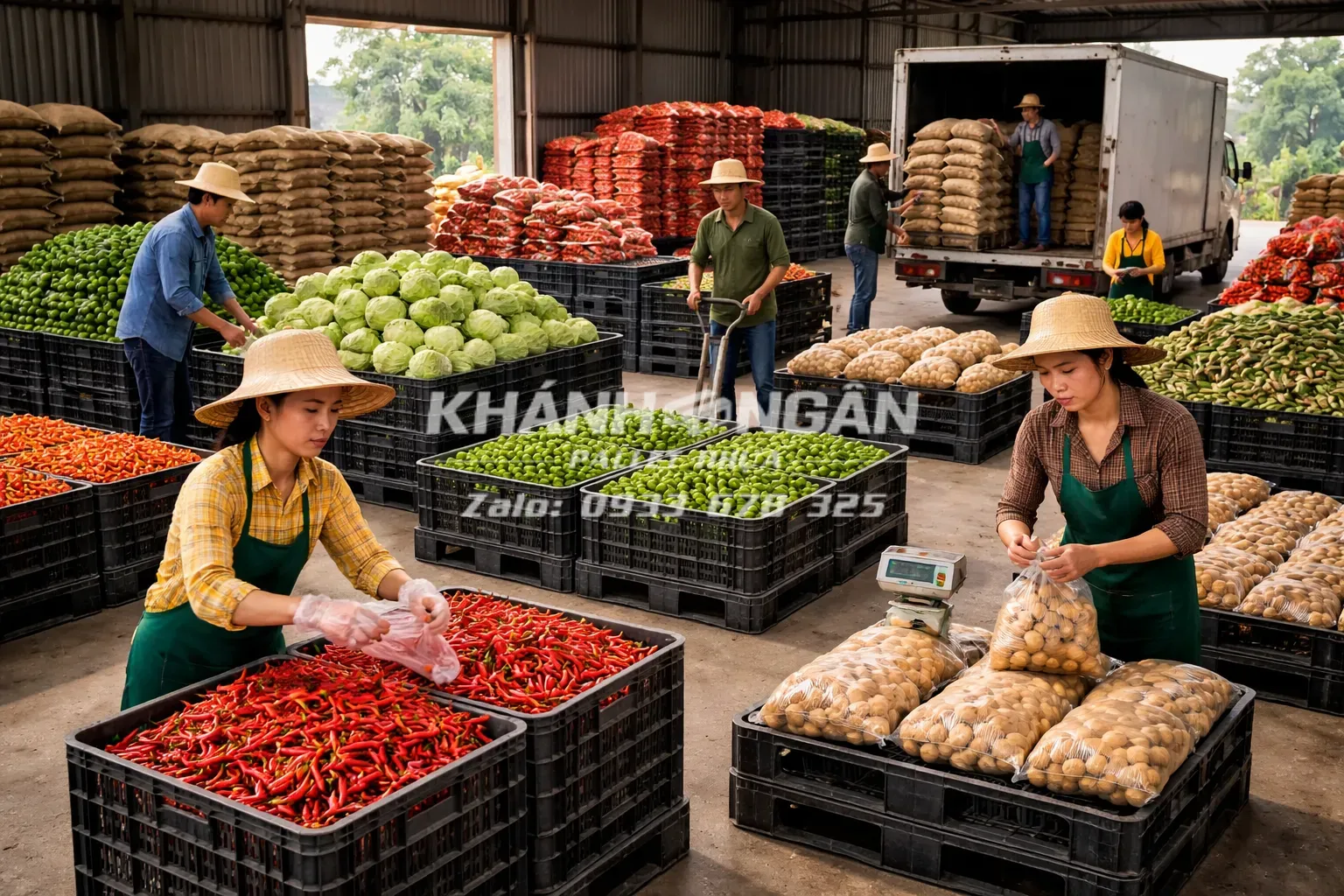 Pallet nhựa kê nông sản